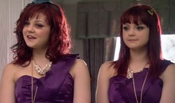 skins twins katie and emily series 3 purple dresses